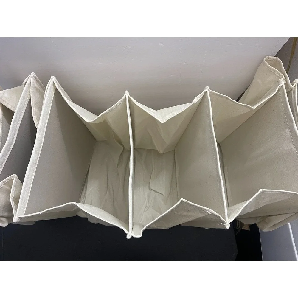 Cream Canvas 6 Shelf Hanging Closet Organizer Vertical Storage Space Saver